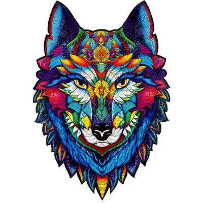 Oem Puzzle dřevěné barevné Majestátní vlk