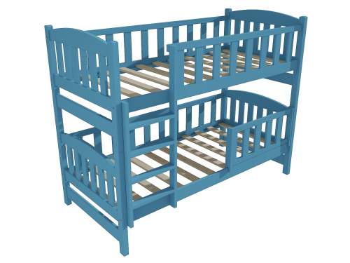 Patrová postel PP 013 se zábranou Rozměr: 90 x 200 cm, Prostor mezi lůžky: 80 cm, Barva: barva modrá