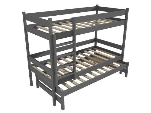 Patrová postel s výsuvnou přistýlkou PPV 013 Rozměr: 80 x 180 cm, Prostor mezi lůžky: 80 cm, Barva: barva šedá