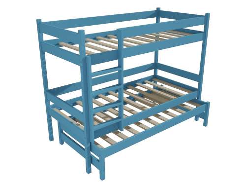 Vomaks Patrová postel s výsuvnou přistýlkou PPV 013 Rozměr: 80 x 180 cm, Prostor mezi lůžky: 80 cm, Barva: barva modrá