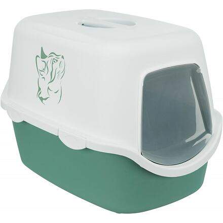 TRIXIE WC VICO kryté s dvířky s potiskem, bez filtru 56 x 40 x 40 cm, zelená/bílá