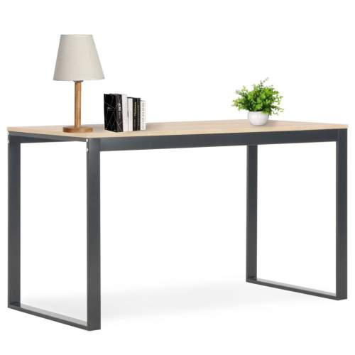 VIDA Dekorhome PC stůl černý a dubový odstín 120 x 60 x 70 cm