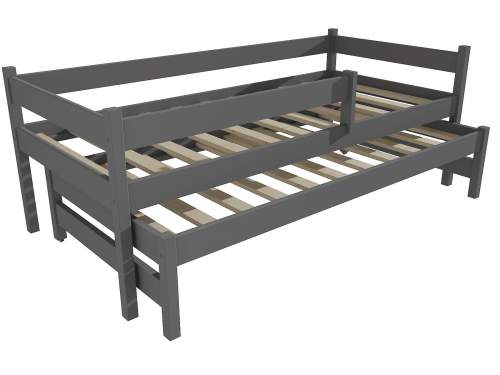 Dětská postel s výsuvnou přistýlkou DPV 017 se zábranou Rozměr: 90 x 200 cm, Barva: barva šedá