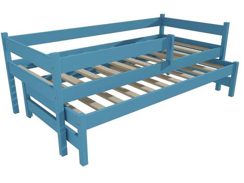Vomaks Dětská postel s výsuvnou přistýlkou DPV 017 se zábranou Rozměr: 80 x 200 cm, Barva: barva modrá