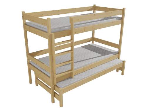 Vomaks Patrová postel s výsuvnou přistýlkou PPV 013 Rozměr: 90 x 200 cm, Prostor mezi lůžky: 80 cm, Barva: surové dřevo