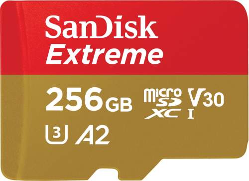 SanDisk micro SDXC karta 256GB Extreme (190 MB/s Class 10, UHS-I U3 V30) + adaptér