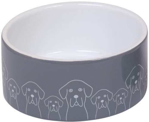 Nobby keramická miska DOGS šedo-bílá 18,0 x 7,0 cm / 1,10 l