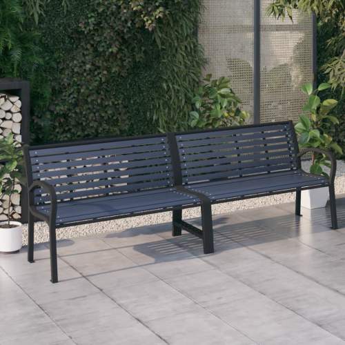 VIDA Dvojitá zahradní lavice 251 cm ocel a WPC černá
