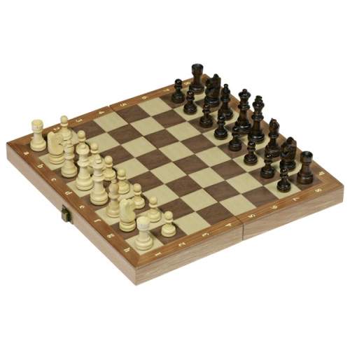 Šachy - Dřevěné 30x30 cm, Skládací box (Goki)