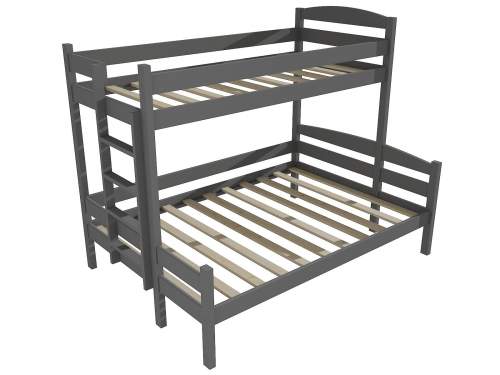 Vomaks Patrová postel s rozšířeným spodním lůžkem PPS 001 Rozměr: 90/120 x 200 cm, Umístění žebříku: vlevo, Barva: barva šedá
