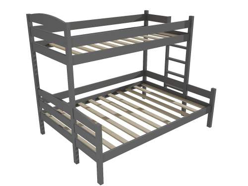 Vomaks Patrová postel s rozšířeným spodním lůžkem PPS 001 Rozměr: 90/120 x 200 cm, Umístění žebříku: vpravo, Barva: barva šedá