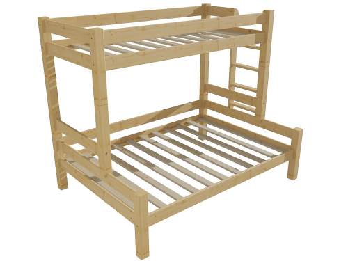 Patrová postel s rozšířeným spodním lůžkem 8X8 06B Rozměr: 80/120 x 200 cm, Umístění žebříku: vpravo, Barva: bezbarvý lak