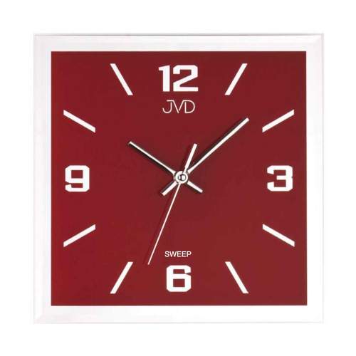 JVD Červené skleněné netikající tiché nástěnné hodiny JVD NS26113.8