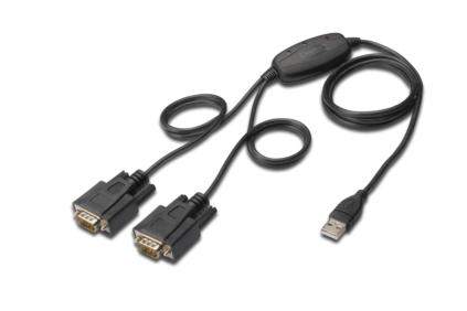 Digitus Adaptér USB na sériový port, RS232 2 x RS232, typ kabelu, Čipset: FT2232H, 1,5 m - DA-70158