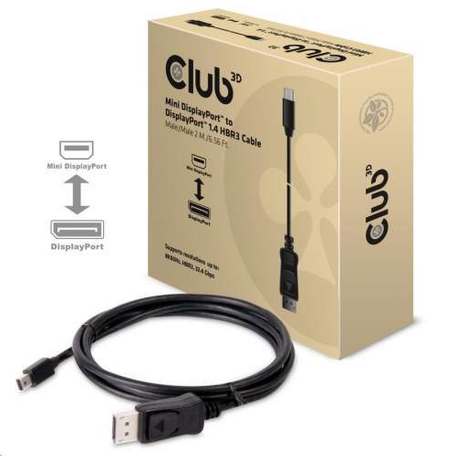 Club3D Adaptér mini DisplayPort 1.4 na DisplayPort 1.4, HBR3 8K60Hz (M/M), 2m - CAC-1115