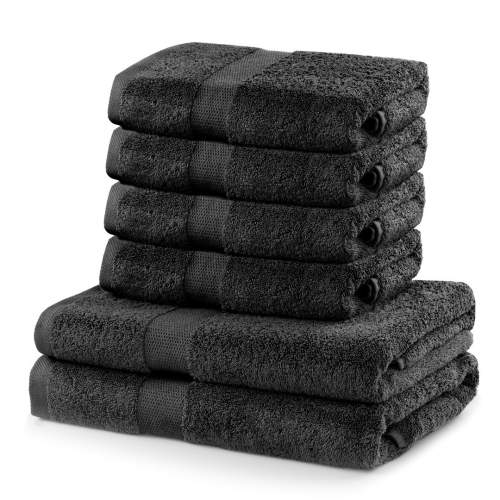 DecoKing Sada ručníků a osušek Marina charcoal 4 ks 50 x 100 cm 2 ks 70 x 140 cm