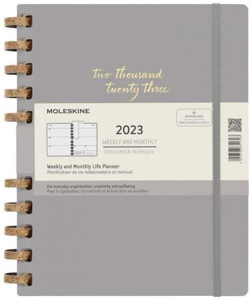Moleskine Spirálový plánovací zápisník 2023 šedý XXL