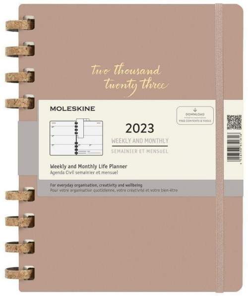 Moleskine Spirálový plánovací zápisník 2023 hnědý XL