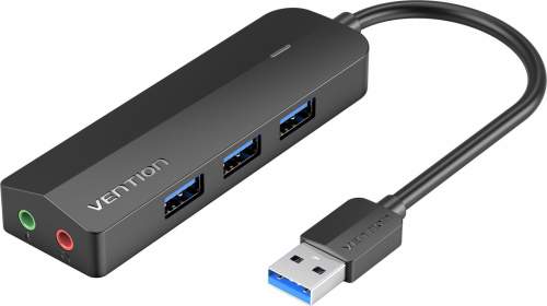 Vention 3-Port USB 3.0 Hub with Sound Card and Power Supply 0.15M Black (CHIBB)