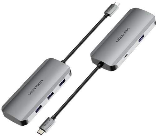 Vention USB-C to USB 3.0 x 4 / Micro USB-B Hub 0.15M Gray Aluminum (TNAHB)