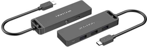 Vention USB-C to 3x USB / USB-C 3.2 Gen1 / Micro USB-B HUB 0.15M Black ABS Type (TGTBB)