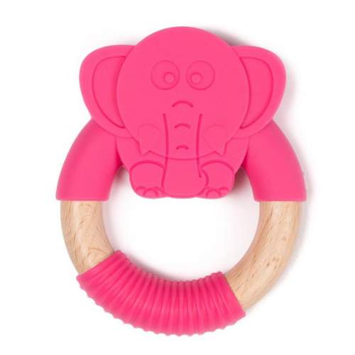 Bo Jungle B-TEETHER ANIMAL WOOD Pink Elephant