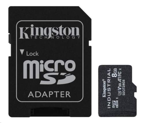 Kingston 8GB microSDHC Industrial C10 A1 pSLC Card + SD Adapter - SDCIT2/8GB