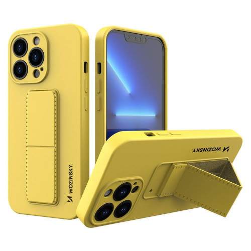 Wozinsky Flexibilní silikonové pouzdro se stojánkem na iPhone 13 6.1" yellow