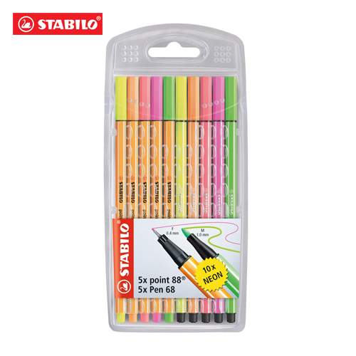STABILO point 88/Pen 68 neon pouzdro 10 barev