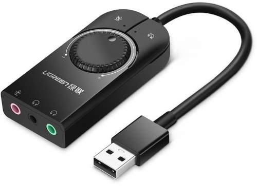 Ugreen CM129 USB externí zvuková karta 15cm, černá (40964)