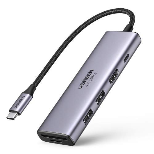 Ugreen CM511 HUB adaptér USB-C - 2x USB / HDMI / USB-C PD 100W, šedý (60384 CM511)