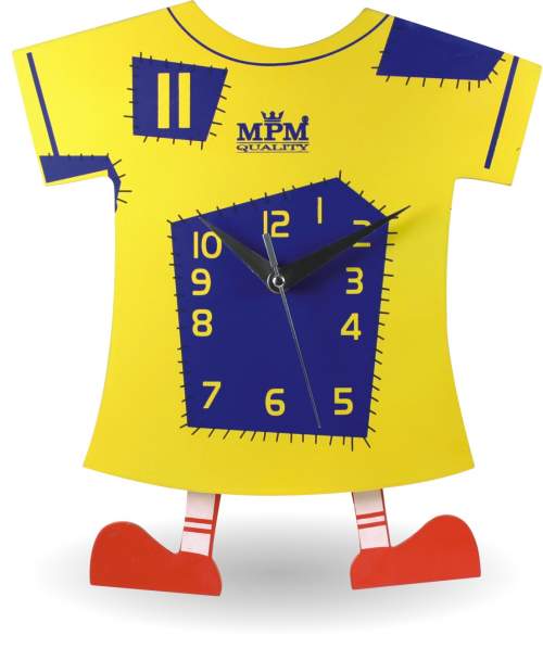 MPM Dětské nástěnné žluté hodiny - fotbalový dres E01.2519
