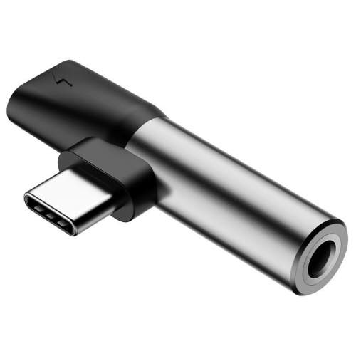 Audio Baseus L41 USB-C to Mini Jack 3.5mm + USB-C (silver)