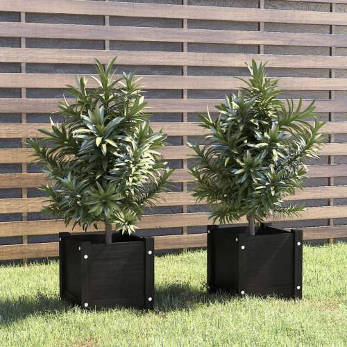 VIDA Zahradní truhlíky 2 ks černé 31 x 31 x 31 cm masivní borovice