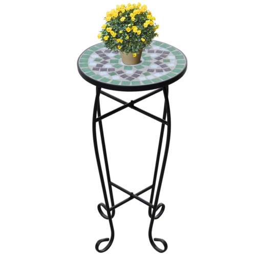 VIDA Mozaikový odkládací stolek na květiny zelený a bílý