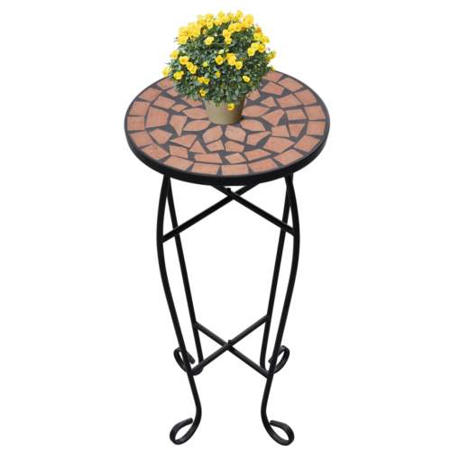VIDA Mozaikový stolek na květiny - průměr 30 cm - terakota