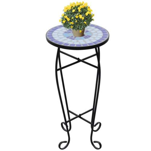 VIDA Mozaikový stolek na květiny keramika Dekorhome Modrá