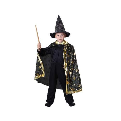 Rappa Dětský kostým kouzelnický plášť černý/modrý
