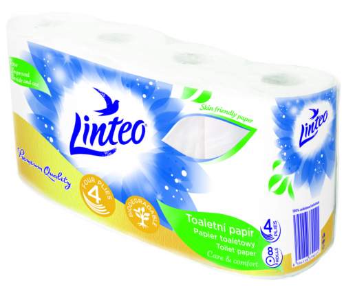 LINTEO Toaletní papír - 4-vrstvý - bílý - 5 x 8 rolí