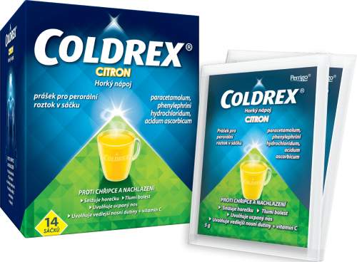 Omega Pharma Coldrex Horký nápoj Citron sáčky 14 ks