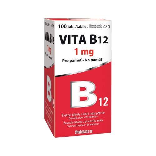 Vita-B12 1mg žvýkací tbl.100 s příchutí Máty