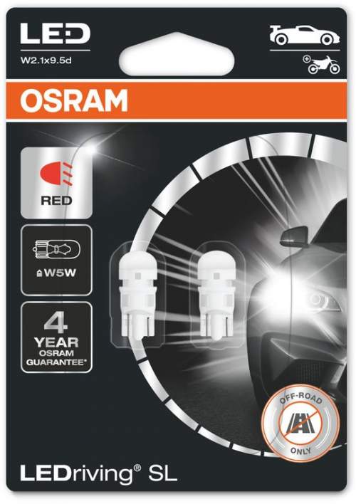 OSRAM LED W5W 2825DRP-02B RED 12V 1W W2,1x9,5d