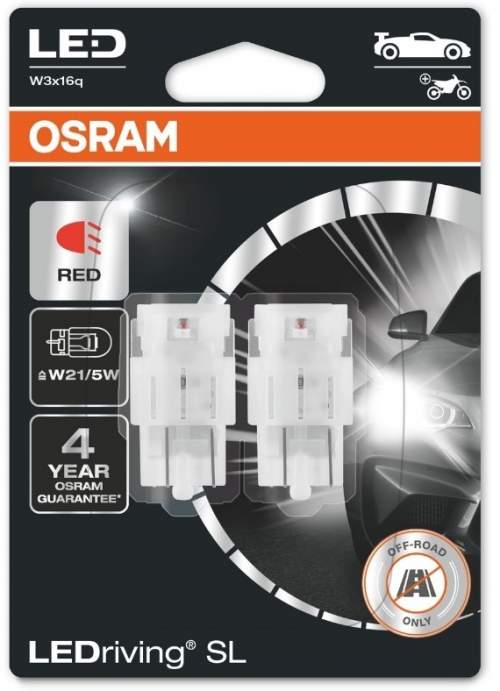 OSRAM LED W21/5W 7515DRP-02B RED 12V 2,4W W3x16q