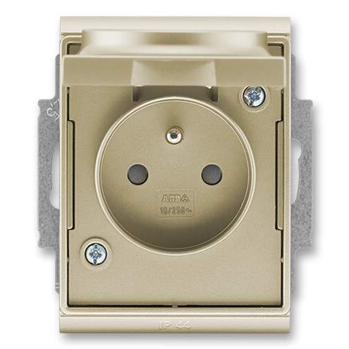 ABB Time zásuvka IP44 šampaňská 5518E-A02999 33 s clonkami