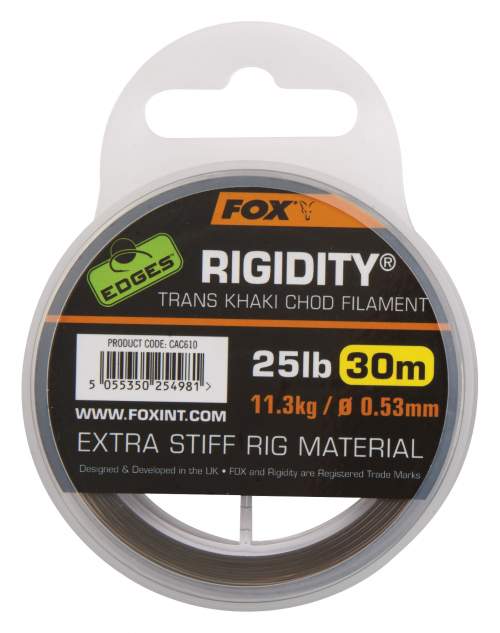 Fox Vlasec Edges Rigidity Trans Khaki 30m - 0.53mm 25lb