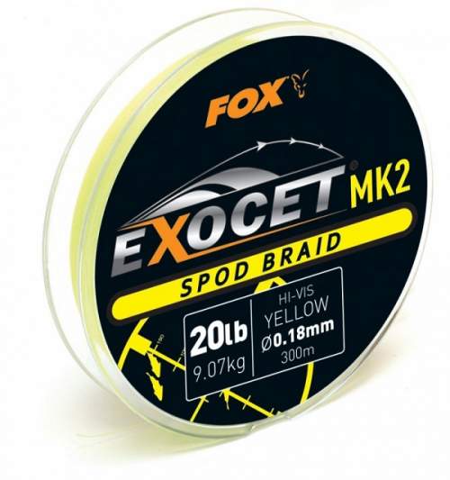 Fox Šňůra Exocet MK2 Spod Braid Yellow 300m Varianta: 20lb, Nosnost: 9,07kg, Průměr: 18mm