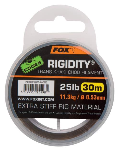 Fox Návazcový Vlasec Edges Rigidity Chod Filament Trans Khaki 0,57mm 13,6kg 30m