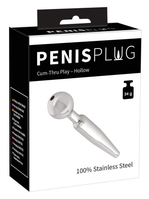 You2Toys Penisplug Cum-Thru Play - dutý ocelový kolík na rozšiřování močové trubice (0,5-1 cm)
