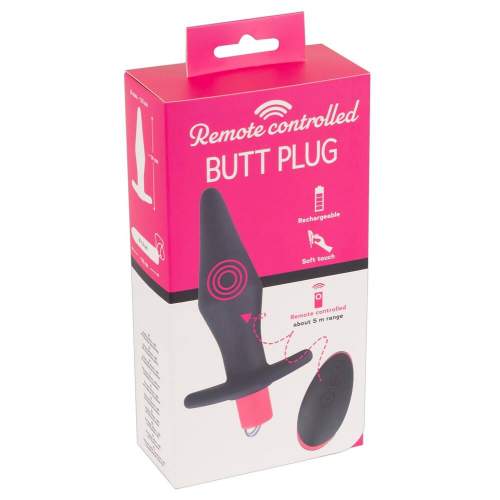 You2Toys Butt Plug - nabíjecí anální kolík na dálkové ovládání (černo-růžový)