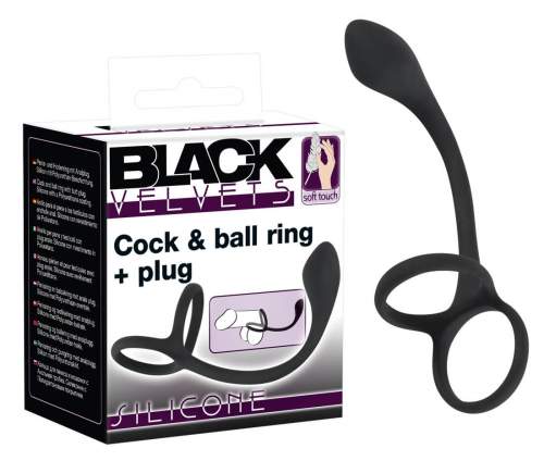 Black Velvets Anální kolík s erekčními kroužky Ball Ring & Plug